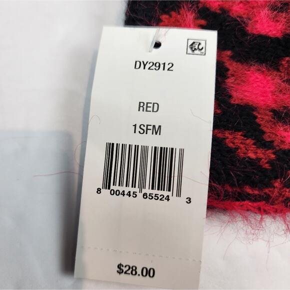 DKNY New Women Headband Red And Black Fuzzy Animal Print Stretch Head Band NWT - Picture 4 of 6